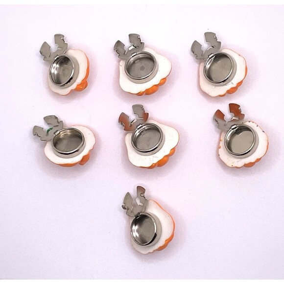 Halloween Jack-O-Lantern Button Covers w/ Matching Stud Earrings Orange - Picture 6 of 9